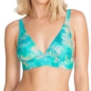 Johnny Was Calme Adjustable Bikini Top in Aqua Tie Dye NWT